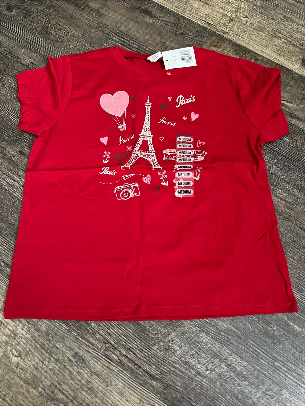 Kids Red Paris Graphic Tee - Unbranded